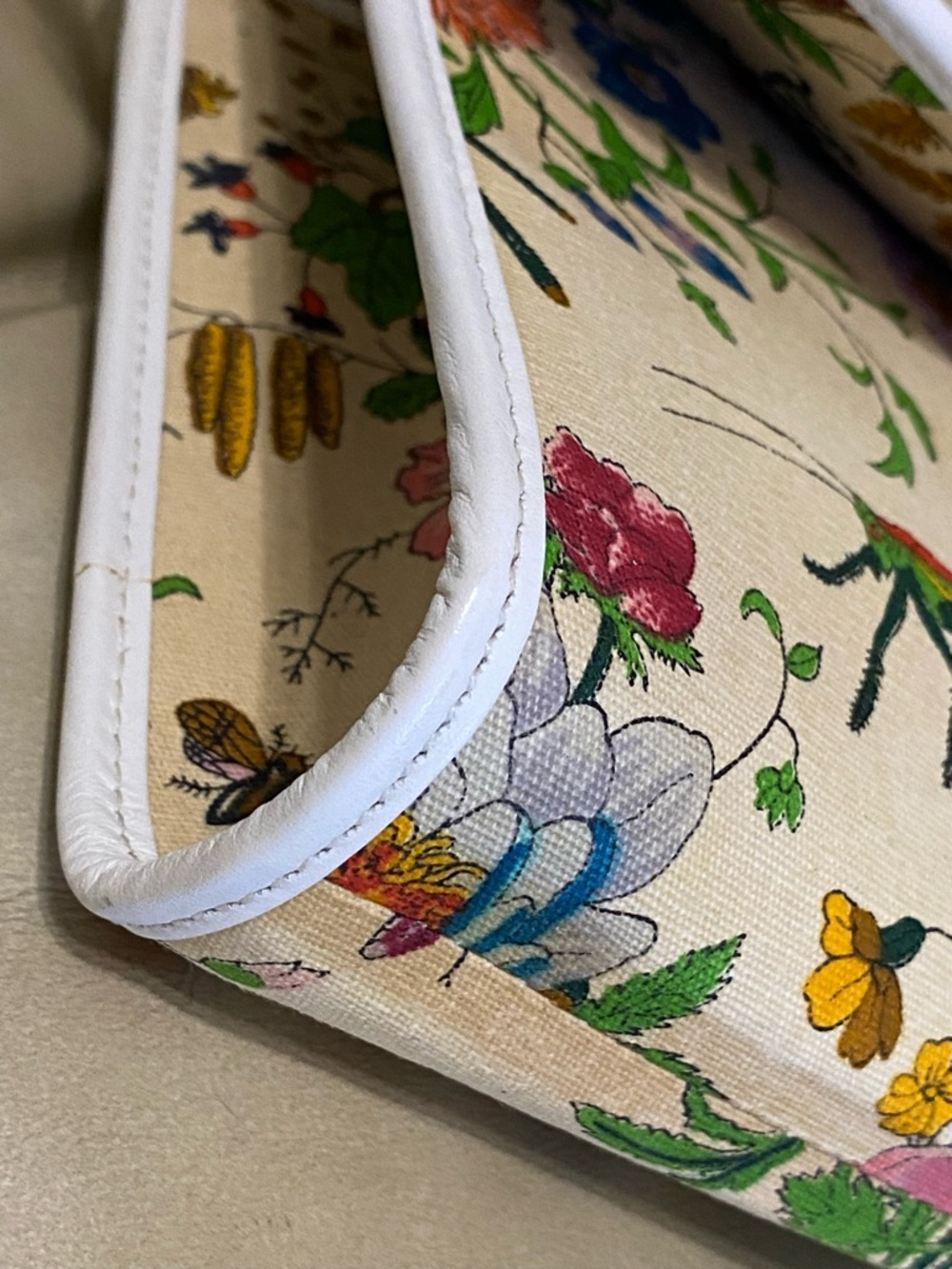SALE Gucci Large Vintage Flora Shoulder Bag COA Floral Canvas Leather Clutch - Picture 8 of 15